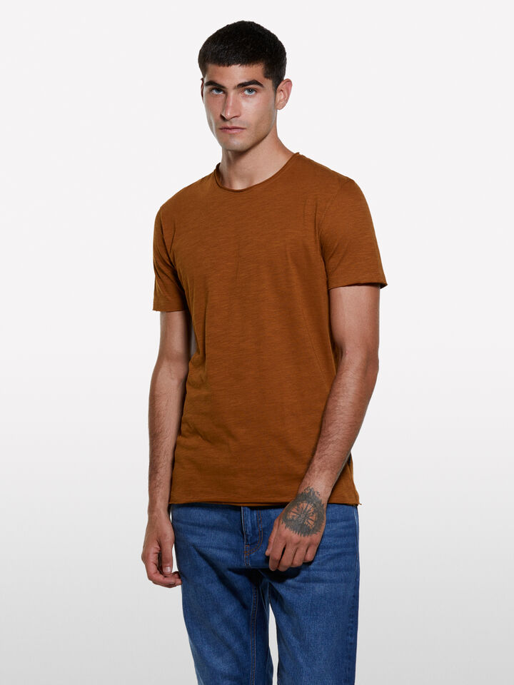 Terracotta slim fit short sleeve t-shirt - men's short sleeve t-shirts - Burnt | Sisley image number 3